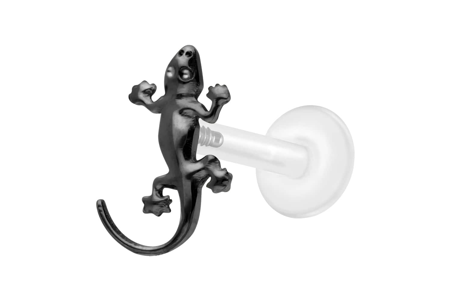PTFE Labret Piercing mit Innengewinde + Titan-Aufsatz GECKO